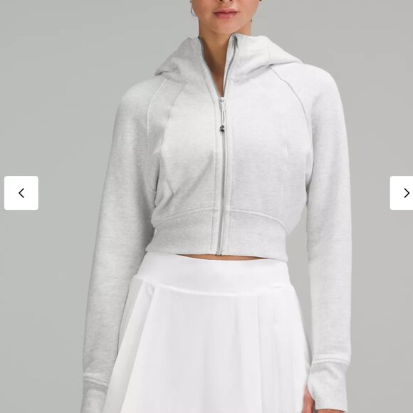 LULULEMON Scuba Full-Zip Cropped Hoodie Heathered Core Ultra Light Grey NWT - Picture 4 of 6